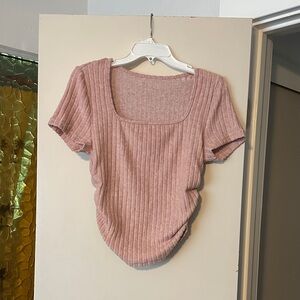 SHEIN Dusty Pink Ribbed Bodysuit